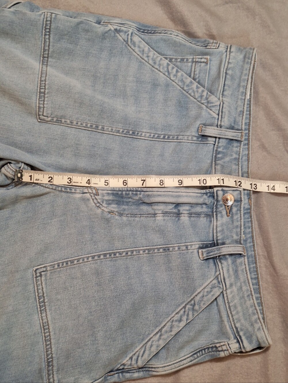 American Eagle Light Wash Super High Rise Baggy Wide Leg Jeans Wms 12 Regular - Picture 16 of 16